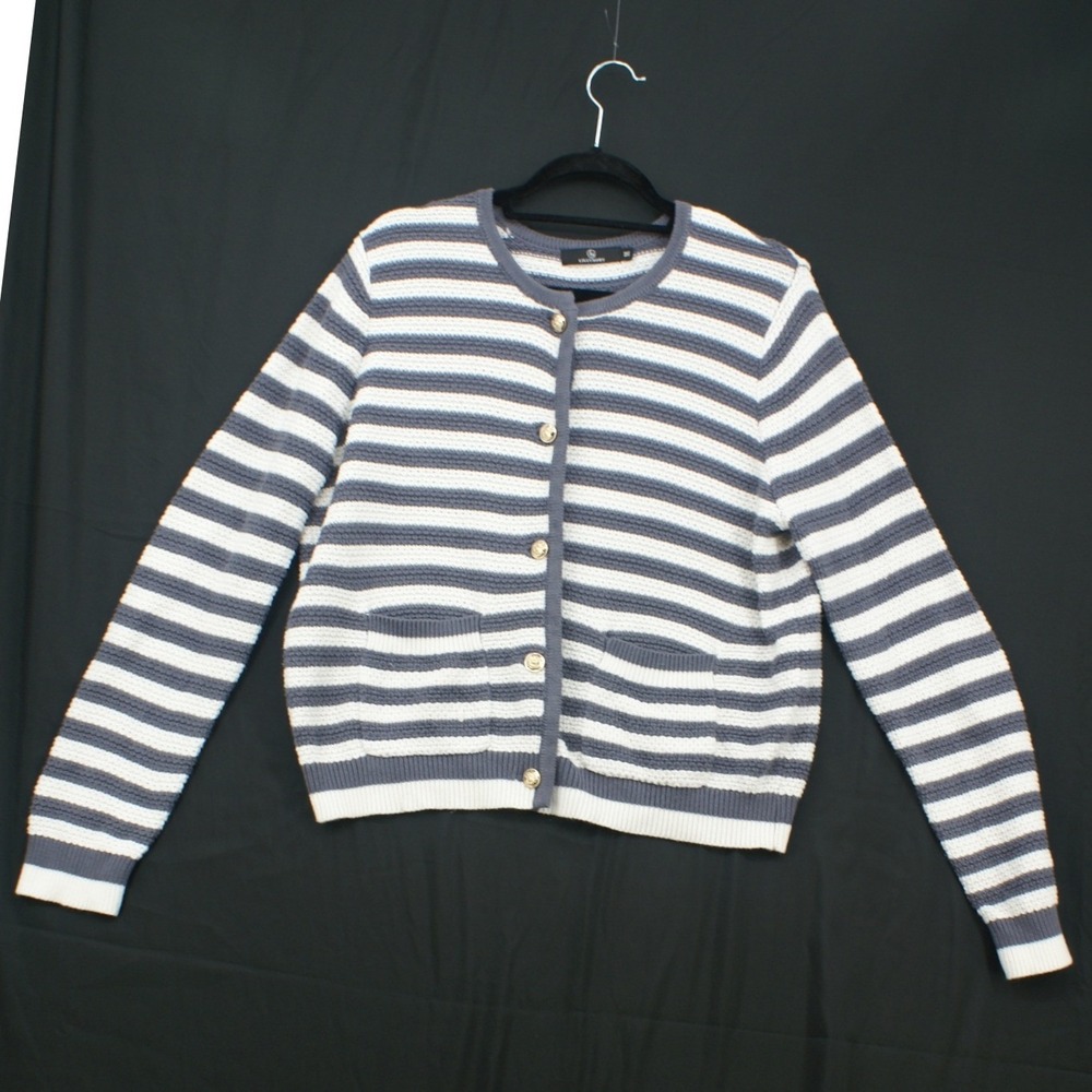 LILLUSORY Striped Gold Button Cardigan Sweater Medium